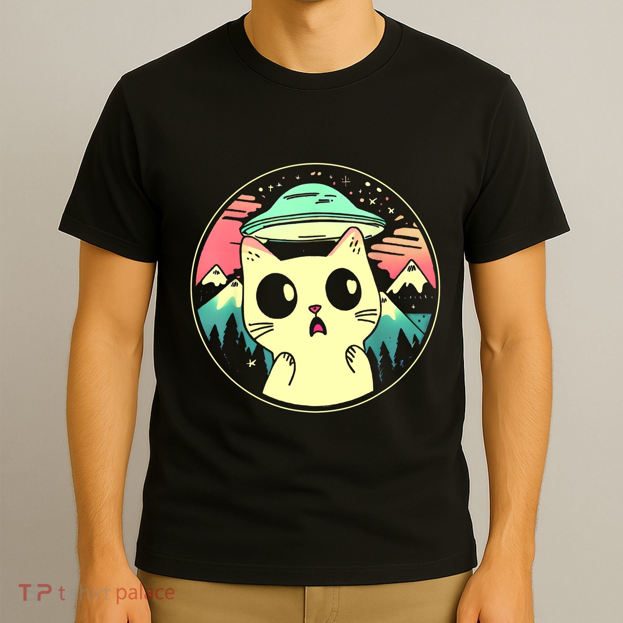 Funny Kawaii Cat Aliens And Ufo T-Shirt