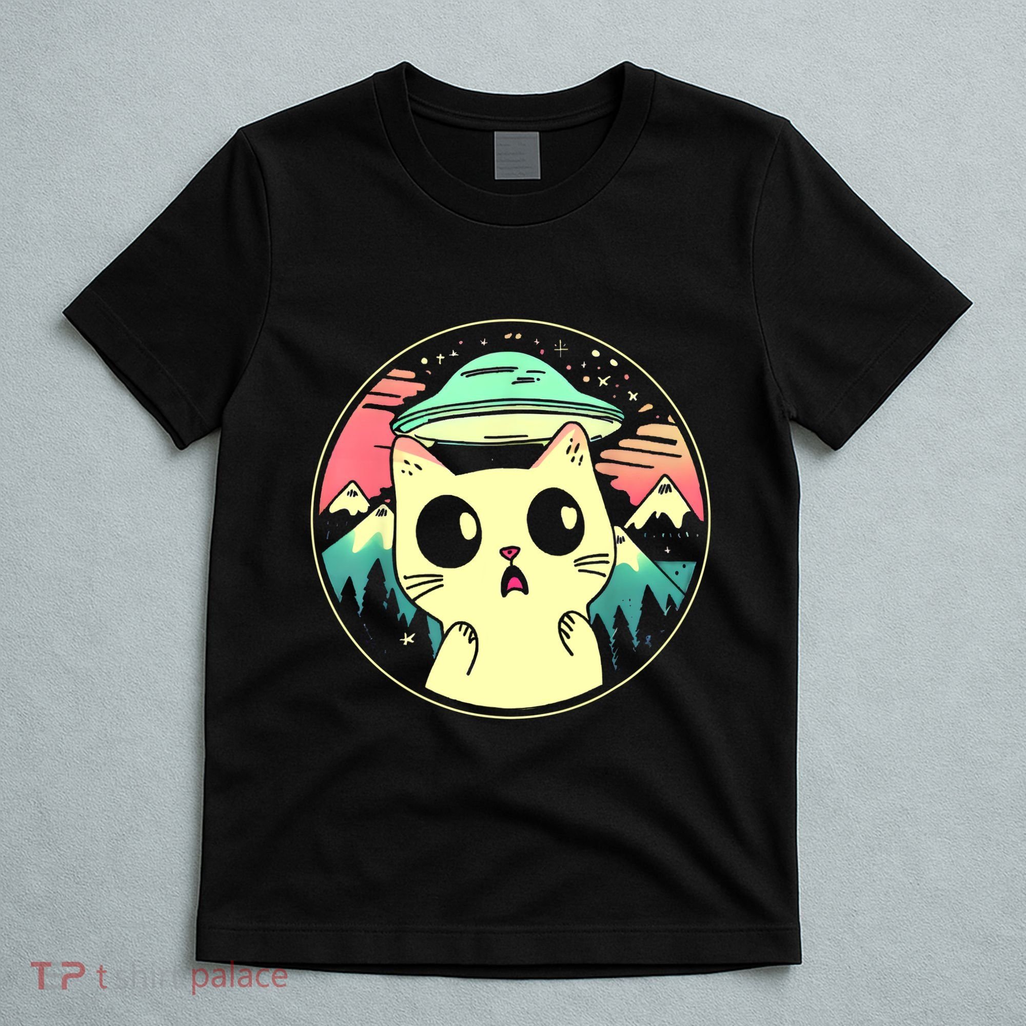 Funny Kawaii Cat Aliens And Ufo T-Shirt