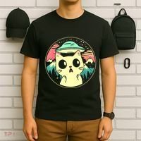 Funny Kawaii Cat Aliens And Ufo T-Shirt thumb 6