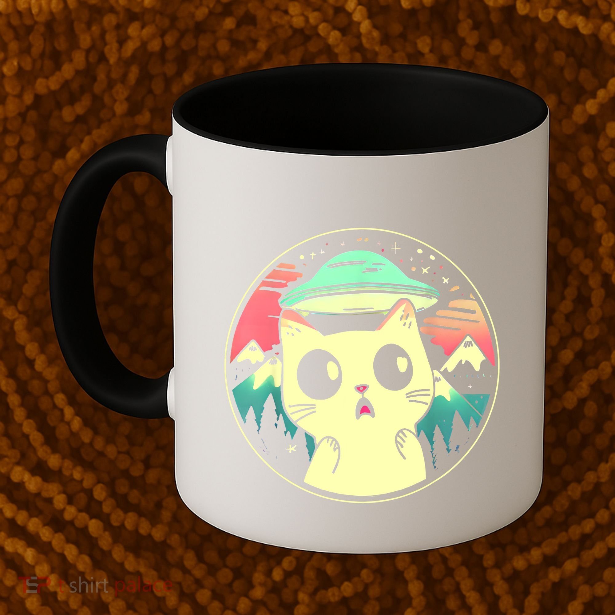 Funny Kawaii Cat Aliens And Ufo Coffee Mug