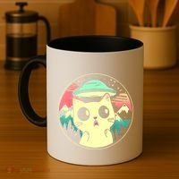 Funny Kawaii Cat Aliens And Ufo Coffee Mug thumb 4