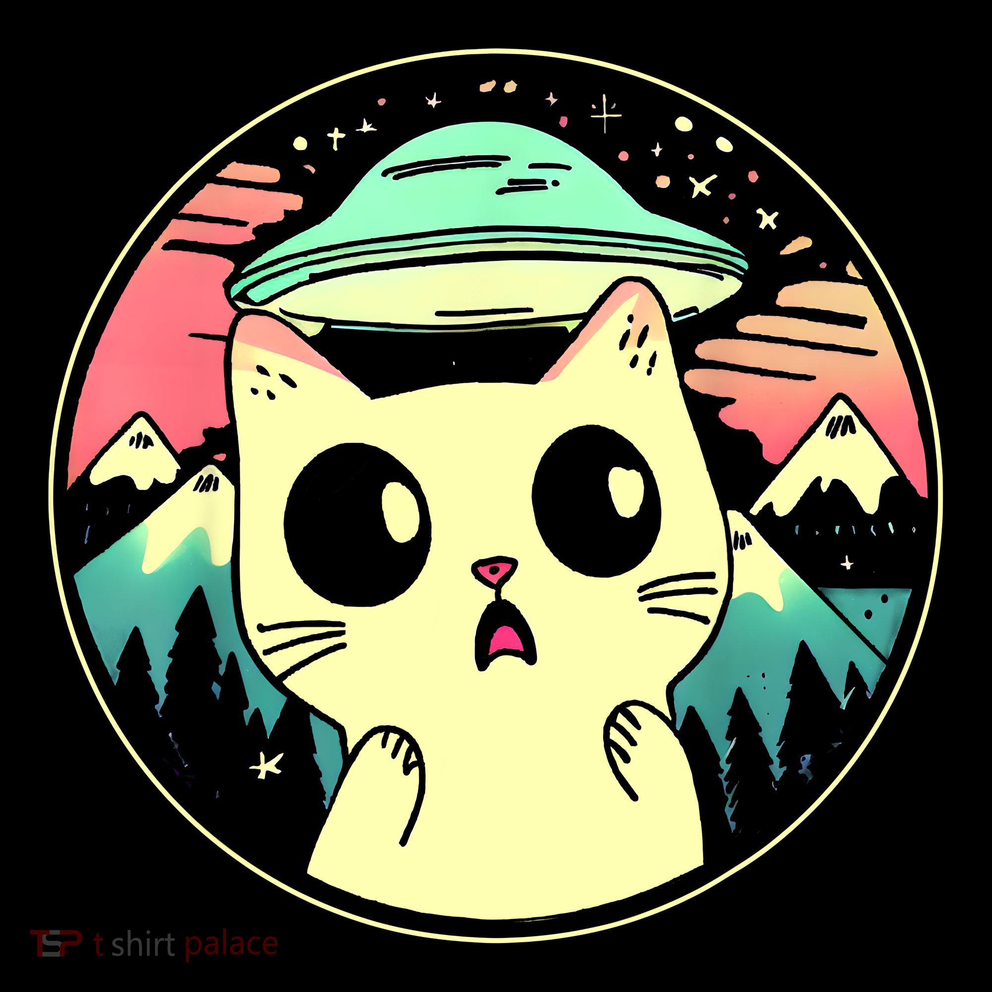 Funny Kawaii Cat Aliens And Ufo Women's Hoodie