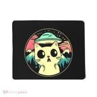 Funny Kawaii Cat Aliens And Ufo Mousepad thumb 0