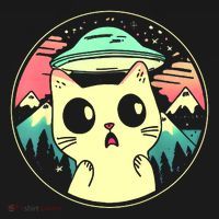 Funny Kawaii Cat Aliens And Ufo Mousepad thumb 1