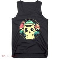 Funny Kawaii Cat Aliens And Ufo Tank Top thumb 0