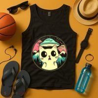 Funny Kawaii Cat Aliens And Ufo Tank Top thumb 4