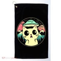 Funny Kawaii Cat Aliens And Ufo Golf Towel thumb 0