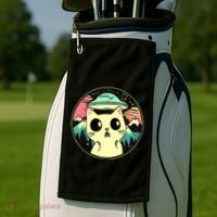 Funny Kawaii Cat Aliens And Ufo Golf Towel thumb 2