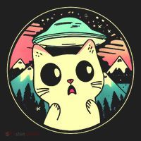 Funny Kawaii Cat Aliens And Ufo Golf Towel thumb 3