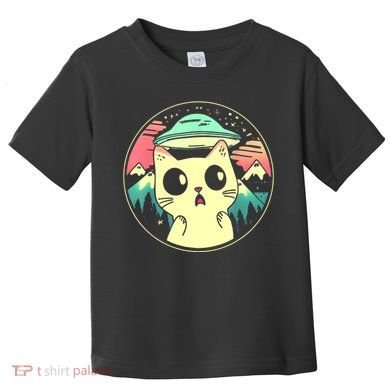 Funny Kawaii Cat Aliens And Ufo Toddler T-Shirt