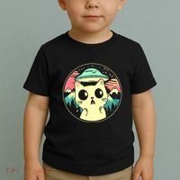 Funny Kawaii Cat Aliens And Ufo Toddler T-Shirt thumb 2