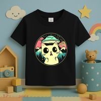 Funny Kawaii Cat Aliens And Ufo Toddler T-Shirt thumb 3