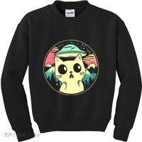 Funny Kawaii Cat Aliens And Ufo Kids Sweatshirt thumb 0