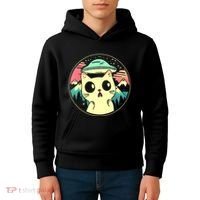 Funny Kawaii Cat Aliens And Ufo Kids Hoodie thumb 4