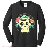 Funny Kawaii Cat Aliens And Ufo Kids Long Sleeve Shirt thumb 0