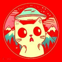Funny Kawaii Cat Aliens And Ufo Santa Hat thumb 1