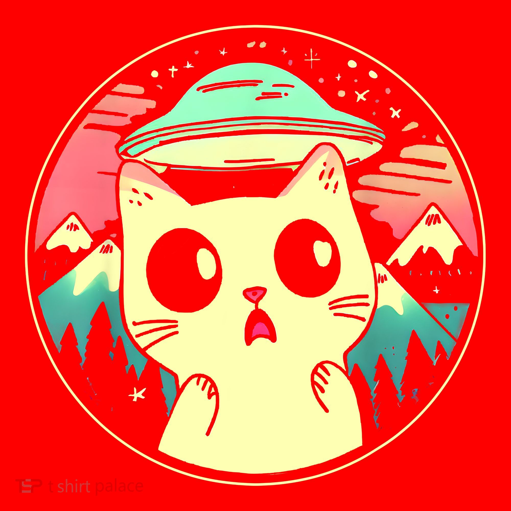 Funny Kawaii Cat Aliens And Ufo Santa Hat