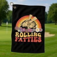 Fat Kitten Cat Rolling Fatties Cute Kitty Owner Golf Towel thumb 1