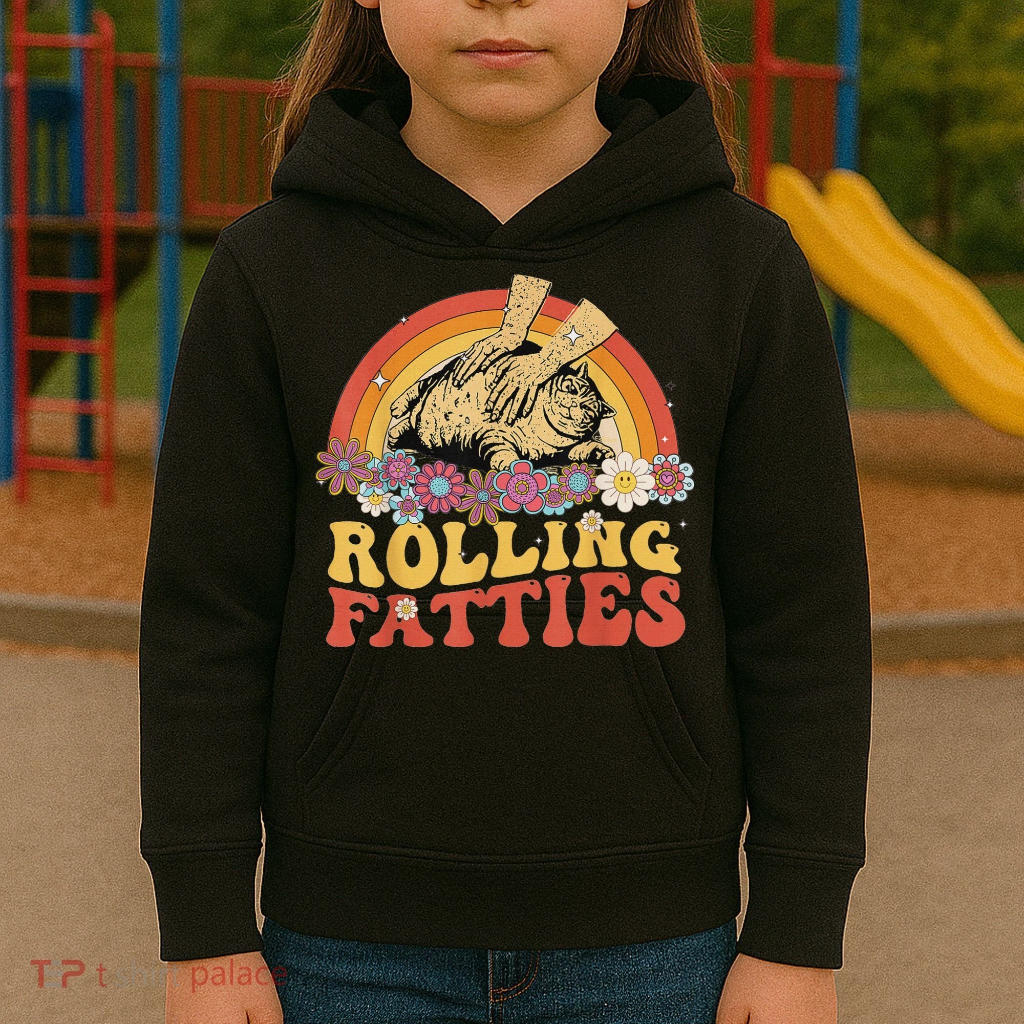 Fat Kitten Cat Rolling Fatties Cute Kitty Owner Kids Hoodie