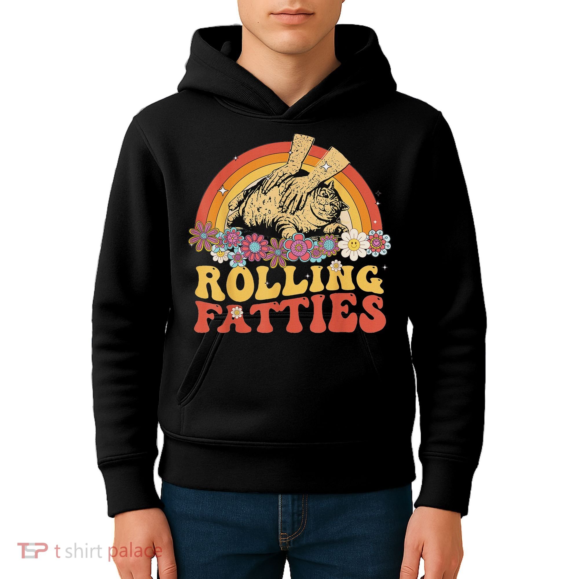 Fat Kitten Cat Rolling Fatties Cute Kitty Owner Kids Hoodie
