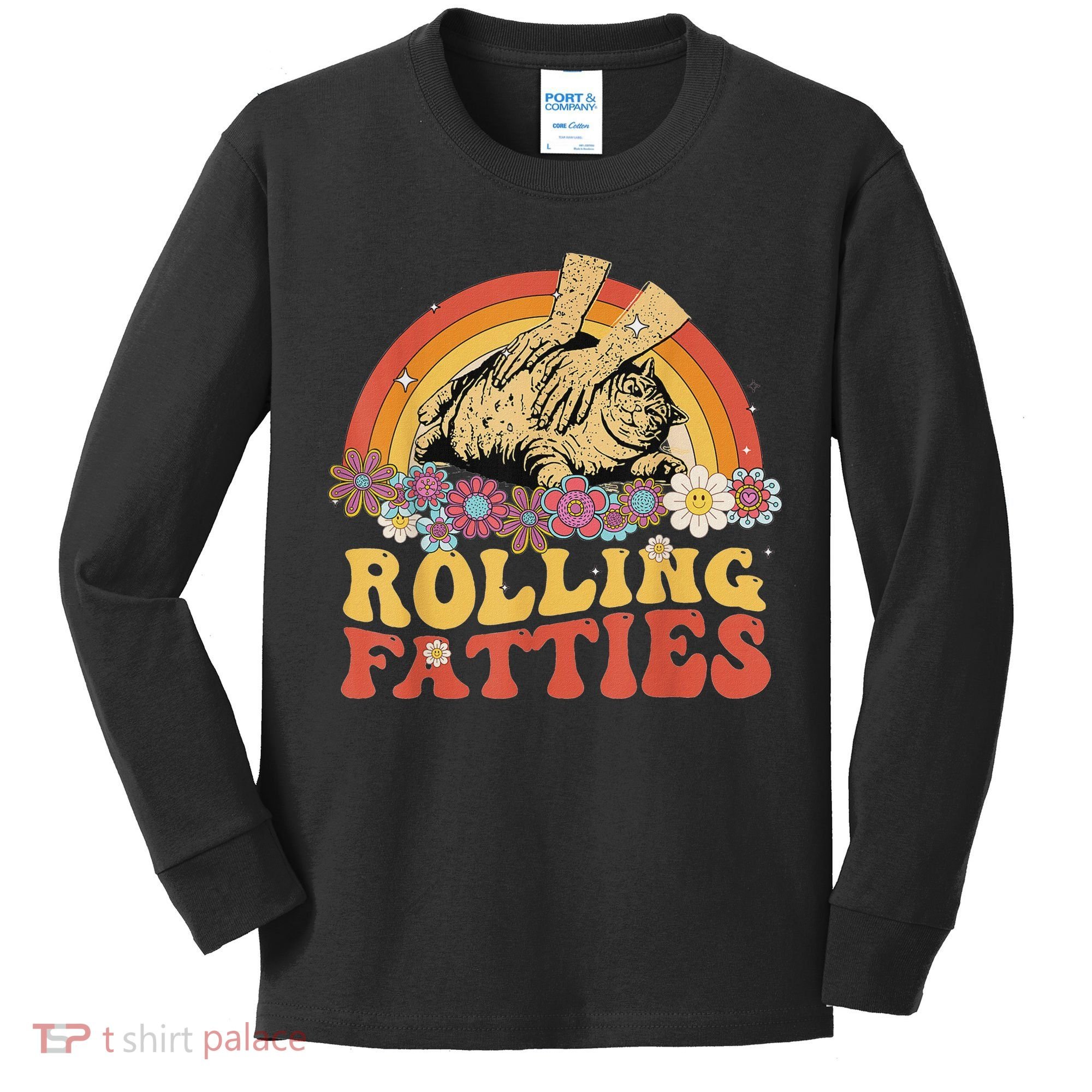 Fat Kitten Cat Rolling Fatties Cute Kitty Owner Kids Long Sleeve Shirt
