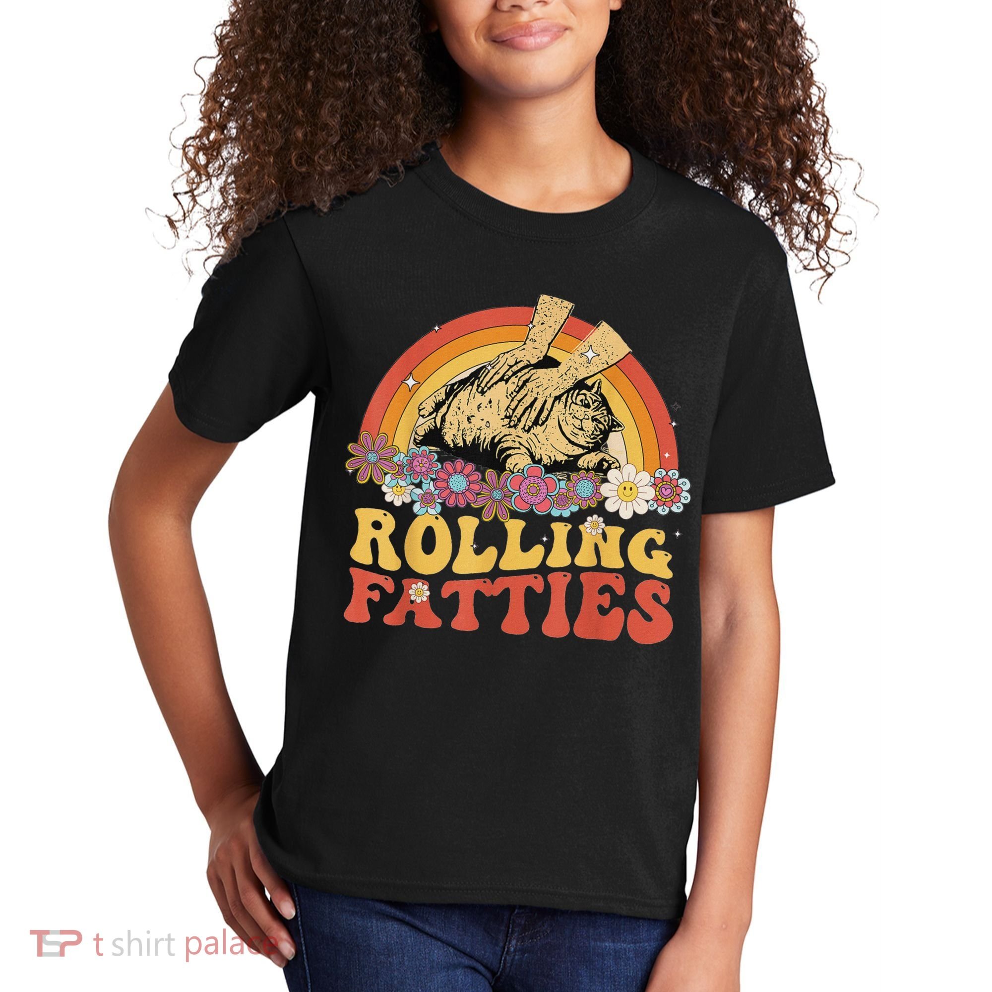 Fat Kitten Cat Rolling Fatties Cute Kitty Owner Kids T-Shirt