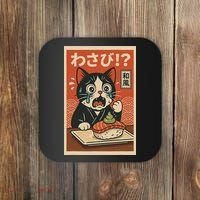 Fuuny Kawaii Cat Crying Over Wasabi Gift For Cat Lovers Coaster thumb 0