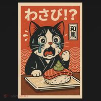 Fuuny Kawaii Cat Crying Over Wasabi Gift For Cat Lovers Coaster thumb 2