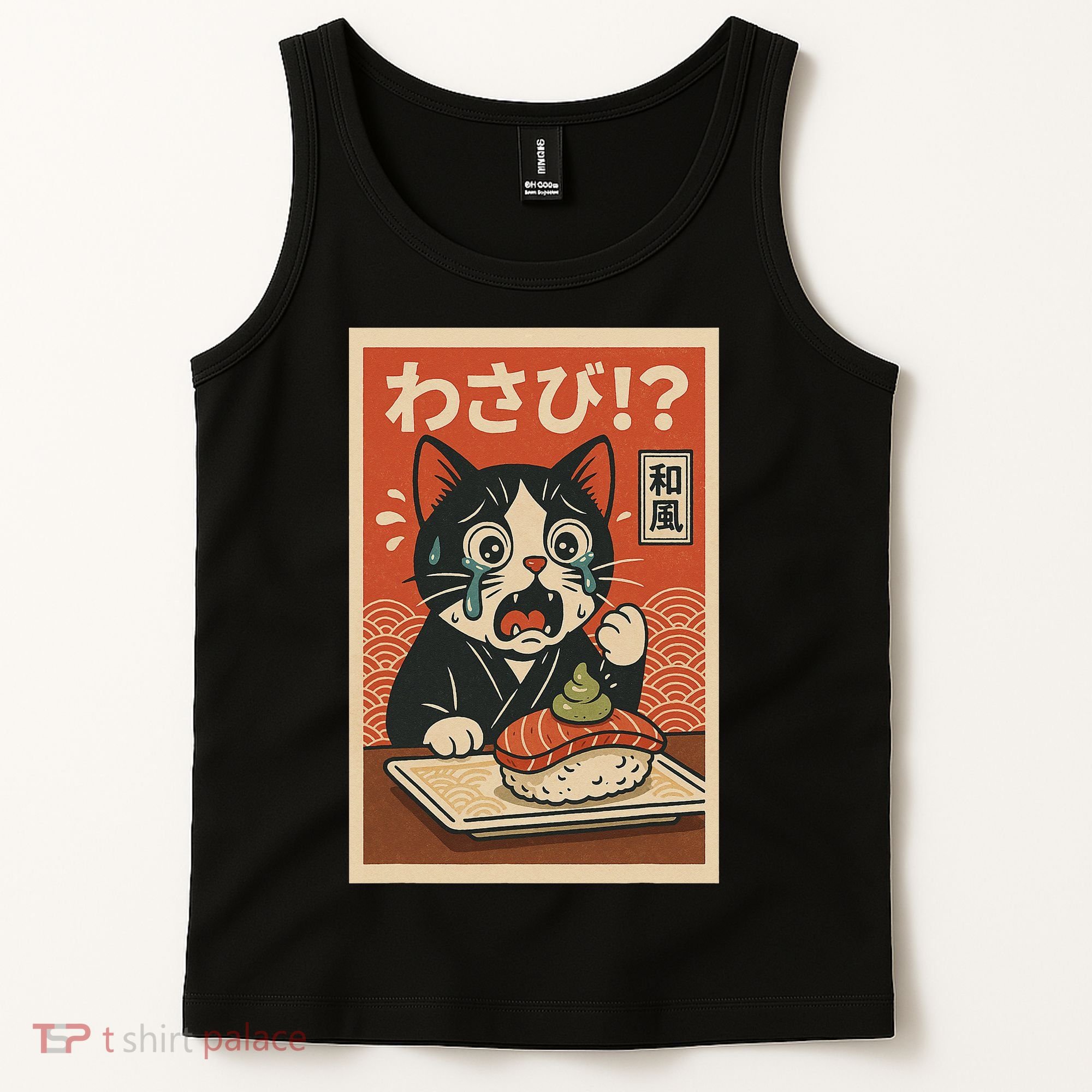 Fuuny Kawaii Cat Crying Over Wasabi Gift For Cat Lovers Tank Top