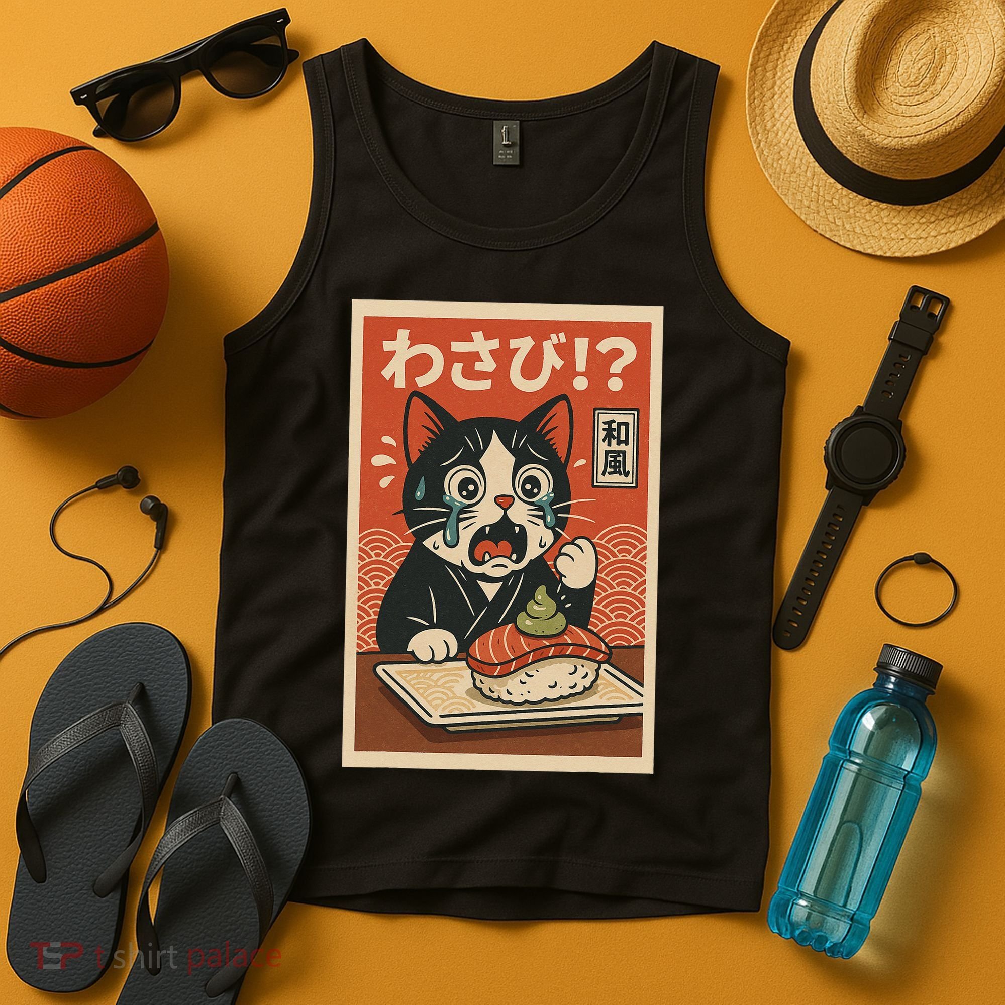 Fuuny Kawaii Cat Crying Over Wasabi Gift For Cat Lovers Tank Top