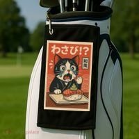 Fuuny Kawaii Cat Crying Over Wasabi Gift For Cat Lovers Golf Towel thumb 2