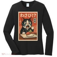 Fuuny Kawaii Cat Crying Over Wasabi Gift For Cat Lovers Women's Long Sleeve Shirt thumb 0