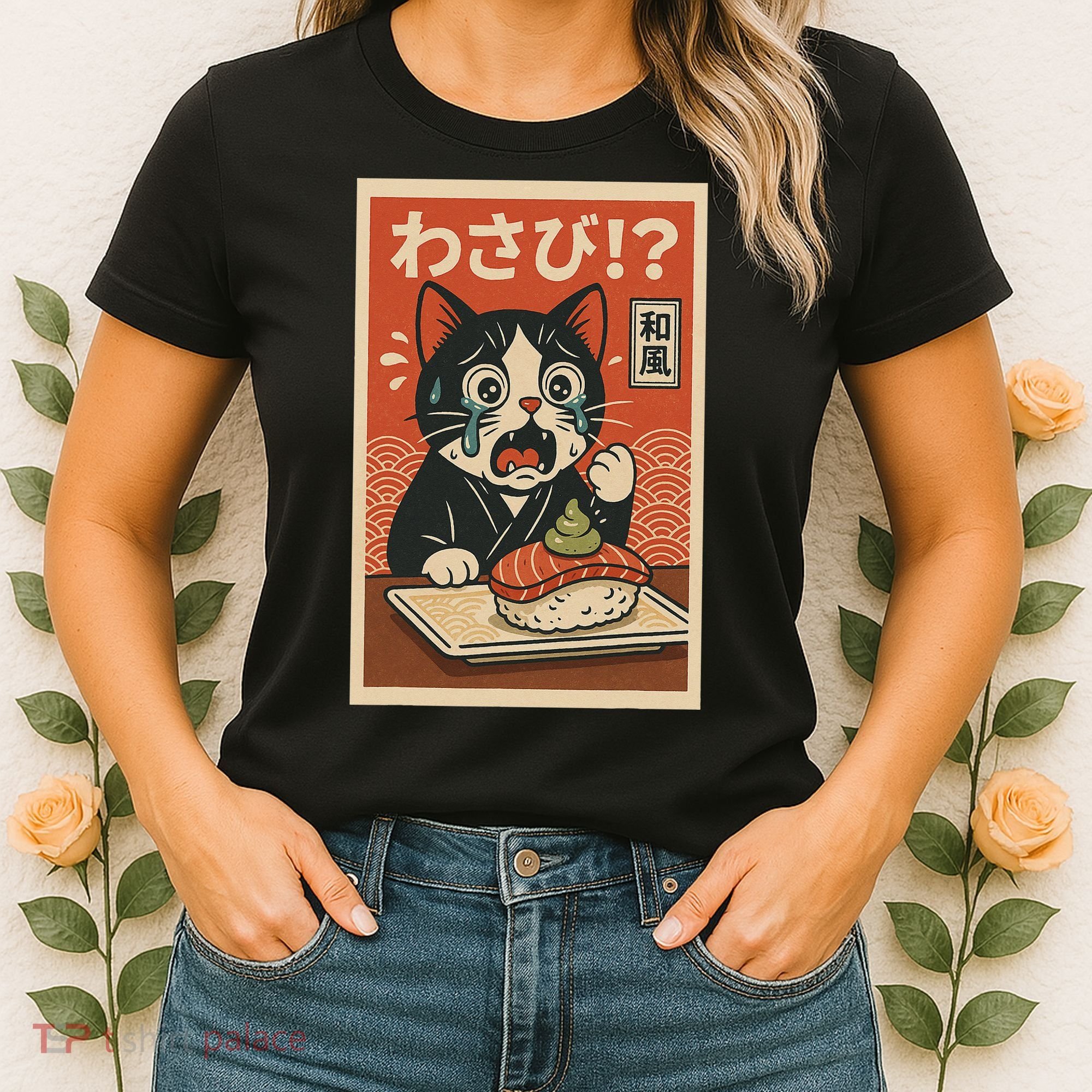 Fuuny Kawaii Cat Crying Over Wasabi Gift For Cat Lovers Women's T-Shirt