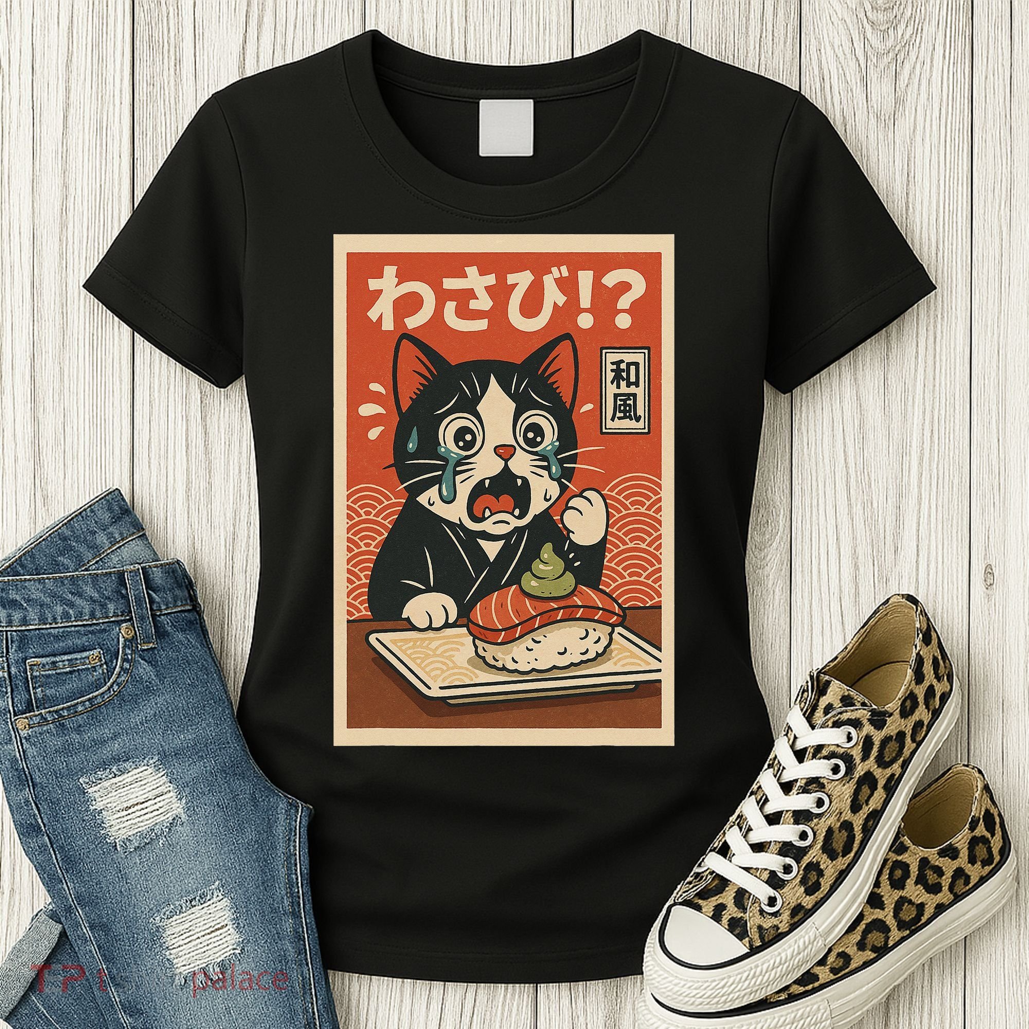 Fuuny Kawaii Cat Crying Over Wasabi Gift For Cat Lovers Women's T-Shirt
