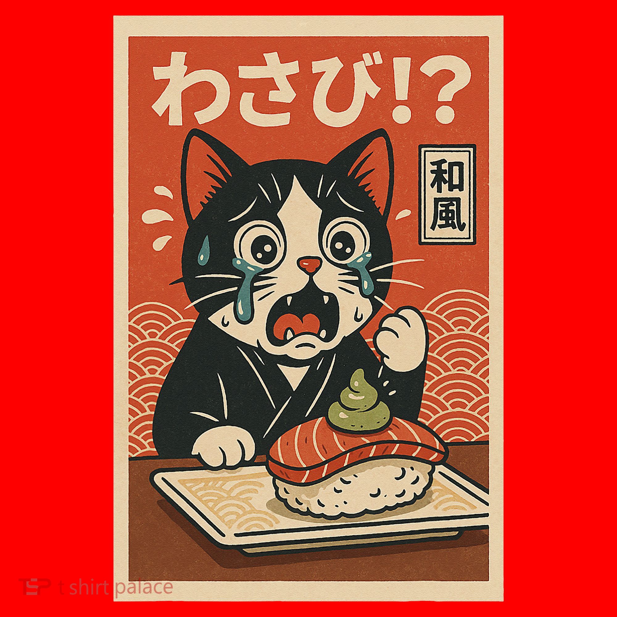 Fuuny Kawaii Cat Crying Over Wasabi Gift For Cat Lovers Santa Hat