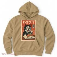 Fuuny Kawaii Cat Crying Over Wasabi Gift For Cat Lovers Hoodie thumb 0