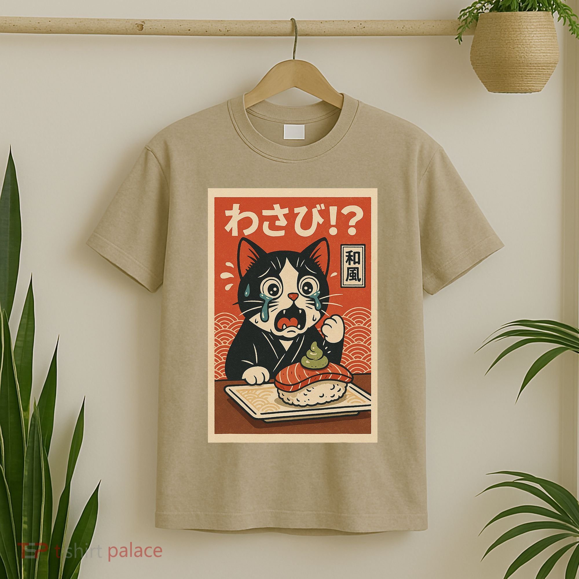 Fuuny Kawaii Cat Crying Over Wasabi Gift For Cat Lovers T-Shirt