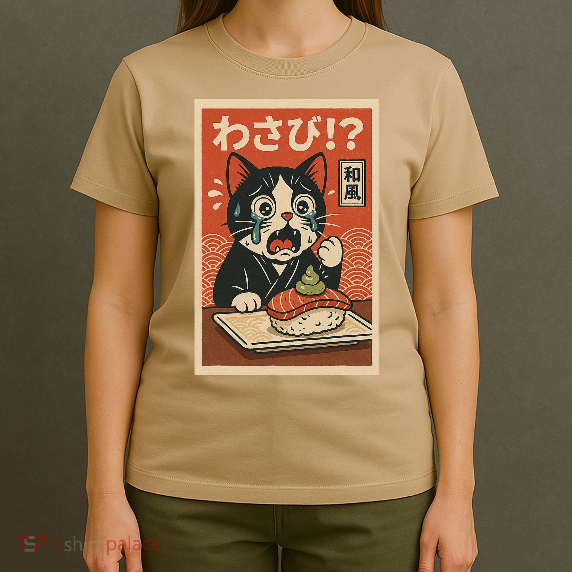 Fuuny Kawaii Cat Crying Over Wasabi Gift For Cat Lovers T-Shirt