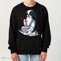 Funny Kawaii Dog Eats Ramen Noodles Japanese Chin Women's Sweatshirt thumb 0