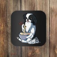 Funny Kawaii Dog Eats Ramen Noodles Japanese Chin Coaster thumb 0
