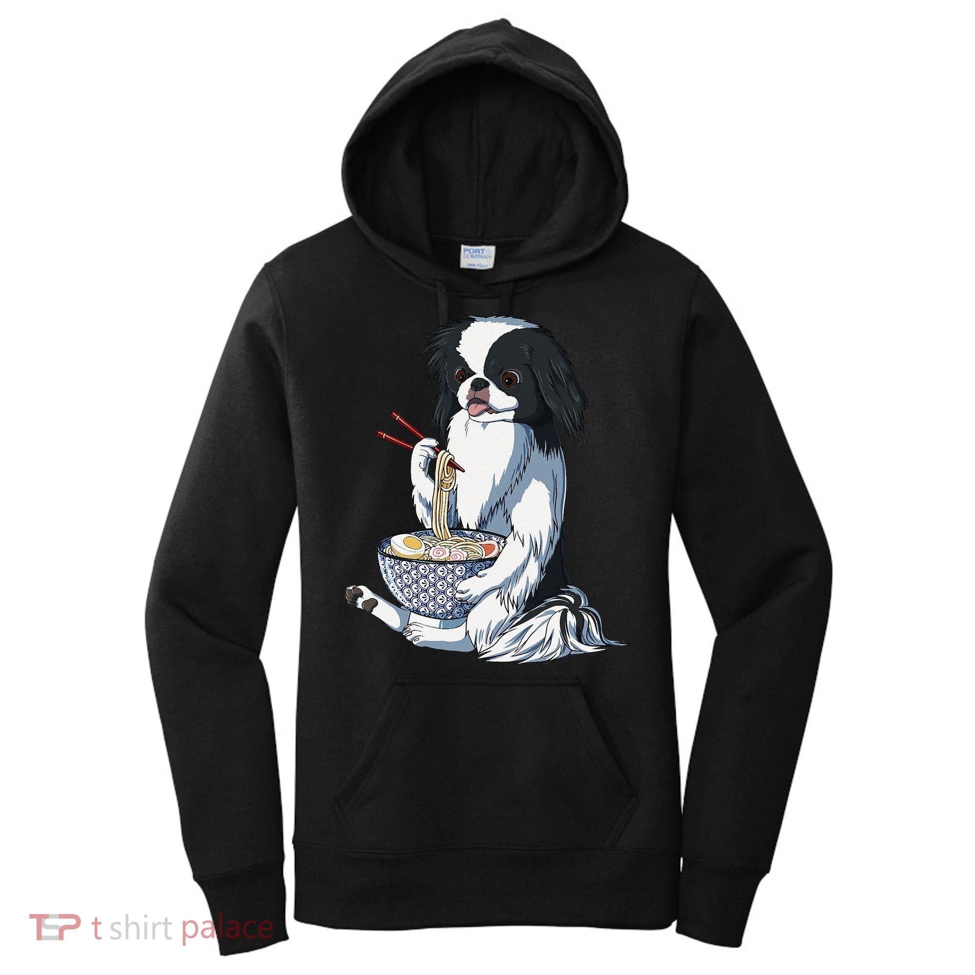 Funny Kawaii Dog Eats Ramen Noodles Japanese Chin Women's Hoodie