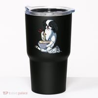 Funny Kawaii Dog Eats Ramen Noodles Japanese Chin Tumbler thumb 0