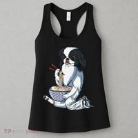 Funny Kawaii Dog Eats Ramen Noodles Japanese Chin Women's Tank Top thumb 3