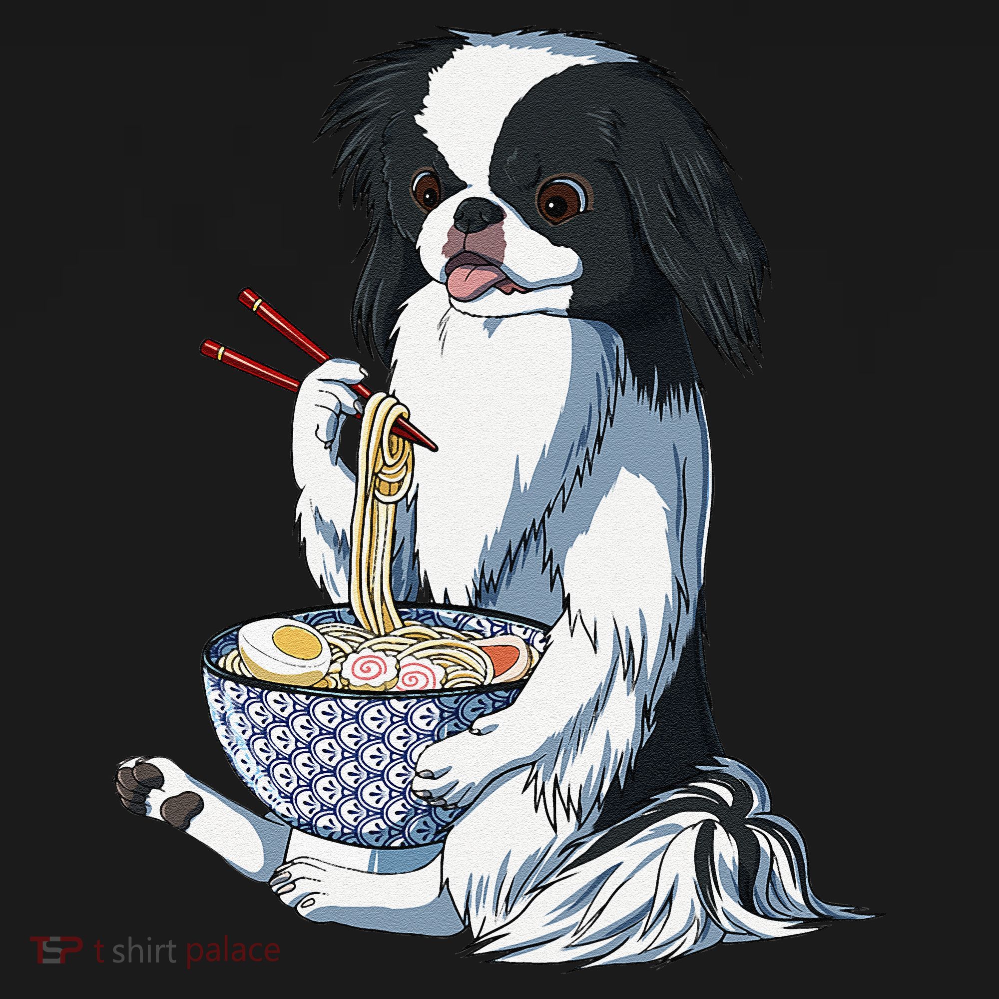 Funny Kawaii Dog Eats Ramen Noodles Japanese Chin Women's Tank Top