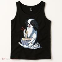 Funny Kawaii Dog Eats Ramen Noodles Japanese Chin Tank Top thumb 2