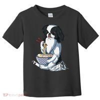 Funny Kawaii Dog Eats Ramen Noodles Japanese Chin Toddler T-Shirt thumb 0