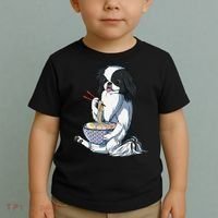 Funny Kawaii Dog Eats Ramen Noodles Japanese Chin Toddler T-Shirt thumb 2