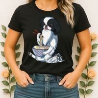 Funny Kawaii Dog Eats Ramen Noodles Japanese Chin Women's T-Shirt thumb 2