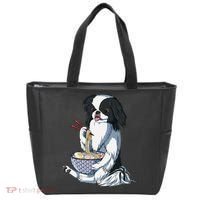 Funny Kawaii Dog Eats Ramen Noodles Japanese Chin Tote Bag thumb 0