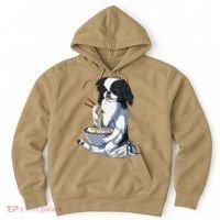 Funny Kawaii Dog Eats Ramen Noodles Japanese Chin Hoodie thumb 0